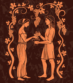 Griechisches Paar mit Trauben