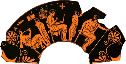 Griechische Vase mit Schulmotiven