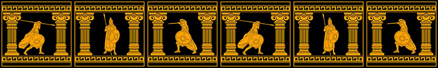 Griechische Krieger vor Säulen